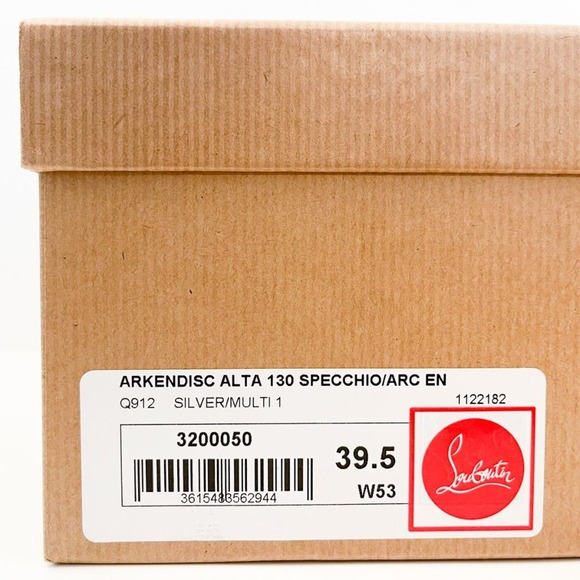 CHRISTIAN LOUBOUTIN Arkendisc Alta 130 metallic silver rainbow platform sandals - Picture 15 of 16